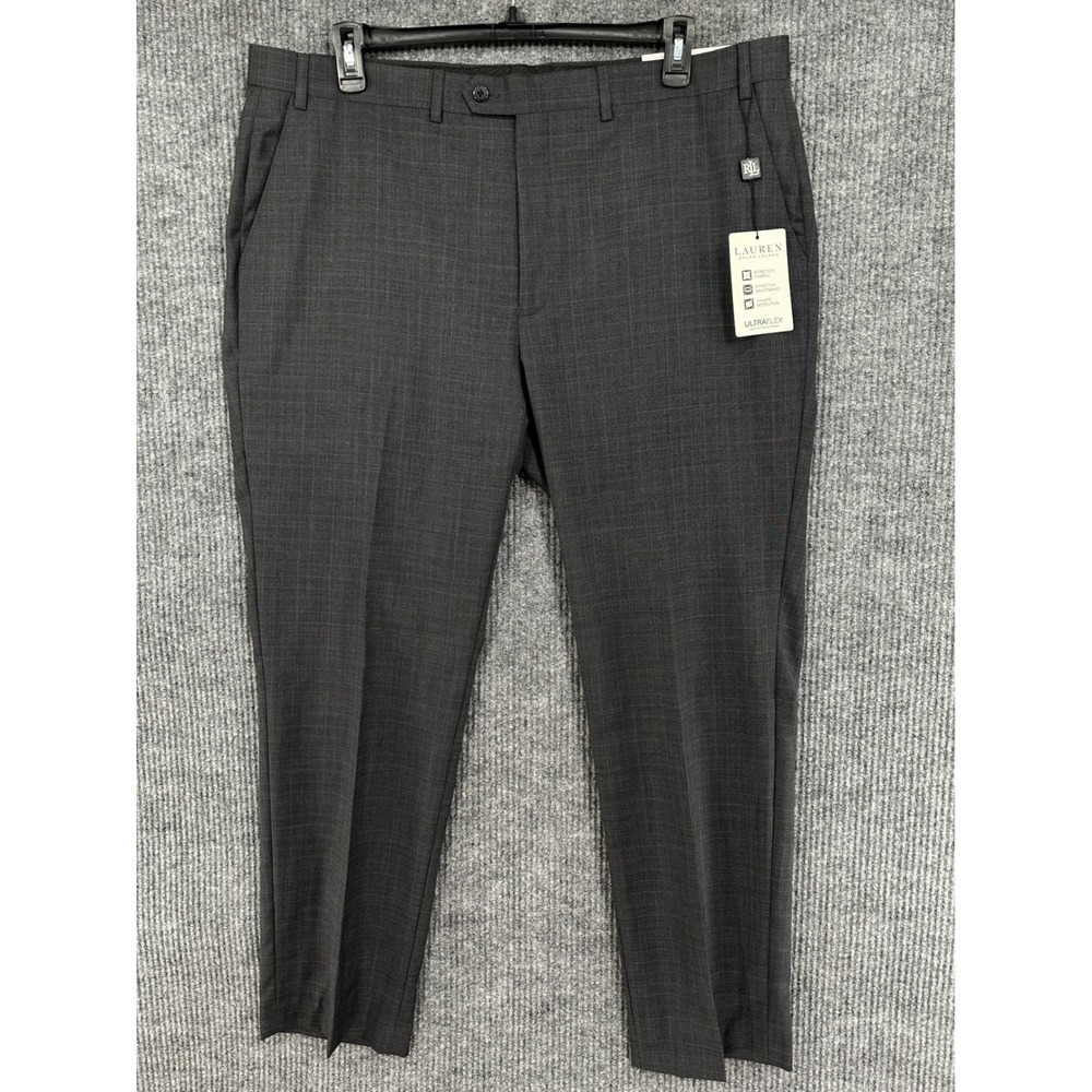 Lauren Ralph Lauren Suit Trousers Mens 42x32 Grey Blue New Ultraflex Plaid
